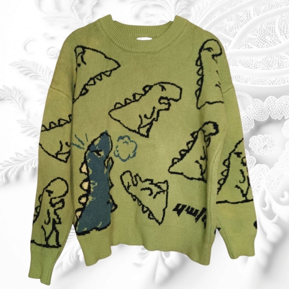 NWOT Aelfric Eden Green Dinosaur Sweater - Picture 1 of 7